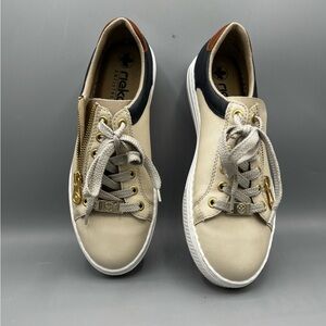 Rieker Cream and Black Casual Sneakers